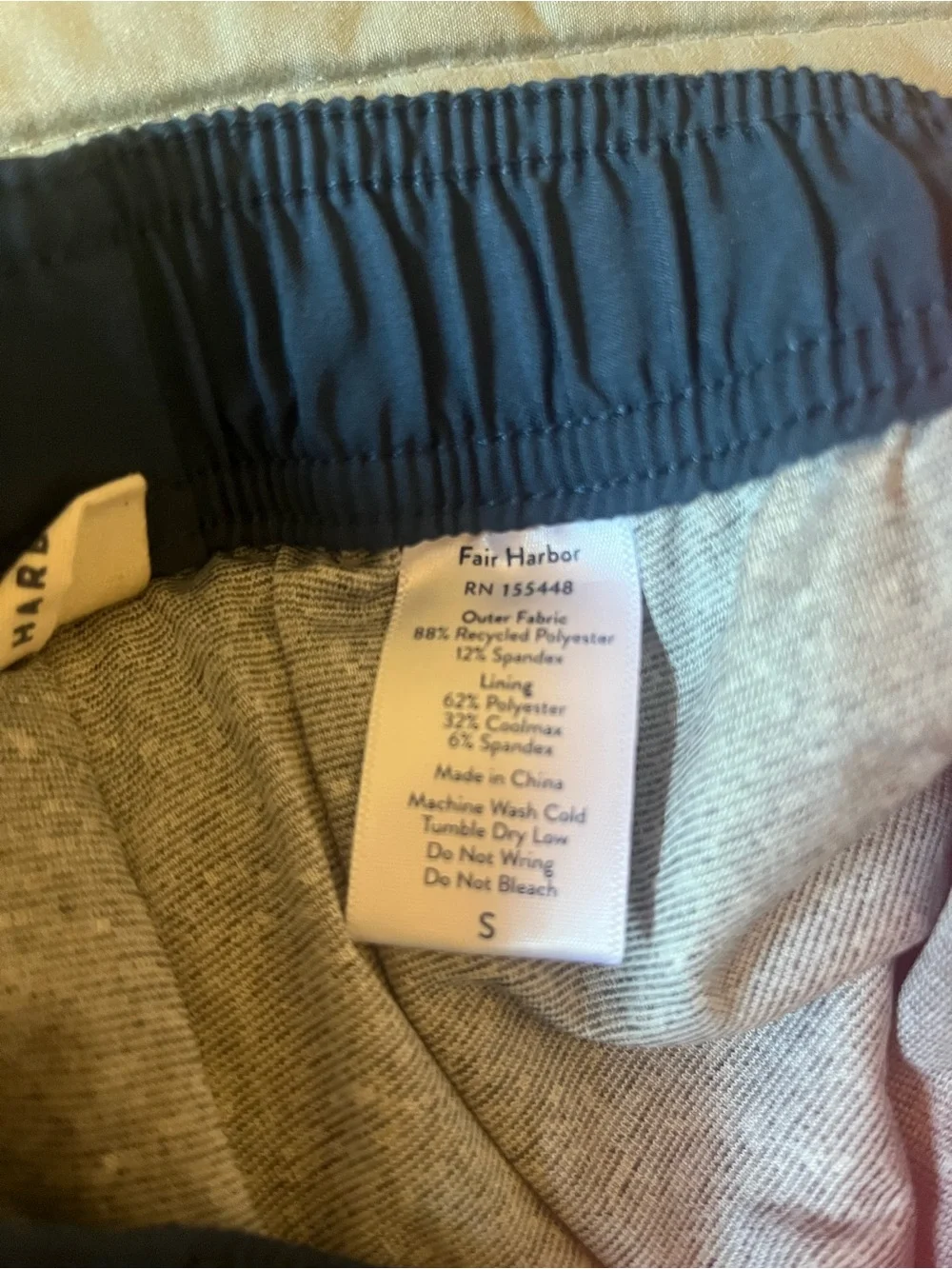 Fair Harbor Navy Swim Trunks with White Drawstring